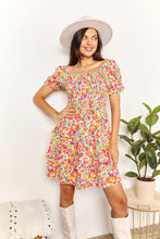 Load image into Gallery viewer, Double Take Smocked Sweetheart Neck Flounce Sleeve Mini Dress