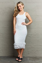 Load image into Gallery viewer, HIDDEN No Doubts Sleeveless Bodycon Ruffle Midi Dress