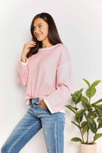 Load image into Gallery viewer, Double Take Contrast Detail Dropped Shoulder Knit Top