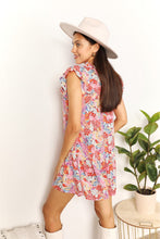 Load image into Gallery viewer, Double Take Floral Tie Neck Cap Sleeve Dress