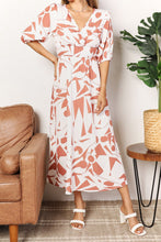 Load image into Gallery viewer, Double Take Printed Surplice Balloon Sleeve Dress