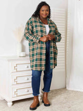 Load image into Gallery viewer, Double Take Plaid Collared Neck Long Sleeve Shirt