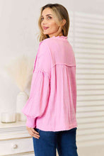 Load image into Gallery viewer, Double Take Exposed Seam Buttoned Notched Neck Blouse