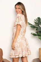 Load image into Gallery viewer, Double Take Floral Lace Pompom Detail Tie-Waist Flutter Sleeve Dress