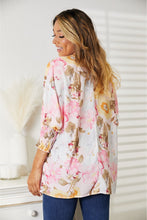 Load image into Gallery viewer, Double Take Floral Round Neck Three-Quarter Sleeve Top