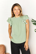 Load image into Gallery viewer, Double Take Pleated Detail Flutter Sleeve Blouse