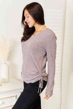 Load image into Gallery viewer, Double Take Drawstring Ribbed Long Sleeve T-Shirt