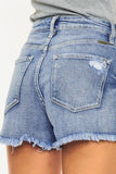 Kancan Distressed Raw Hem Denim Shorts