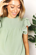 Load image into Gallery viewer, Double Take Pleated Detail Flutter Sleeve Blouse