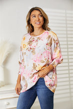 Load image into Gallery viewer, Double Take Floral Round Neck Three-Quarter Sleeve Top