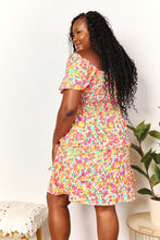 Load image into Gallery viewer, Double Take Smocked Sweetheart Neck Flounce Sleeve Mini Dress