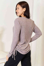 Load image into Gallery viewer, Double Take Drawstring Ribbed Long Sleeve T-Shirt