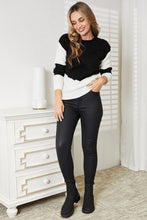 Load image into Gallery viewer, Double Take Two-Tone Openwork Rib-Knit Sweater