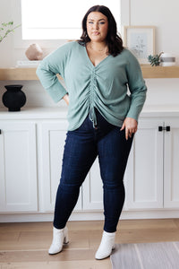 NOW N FOREVER Austin Waffle Knit Basic Top In Sage