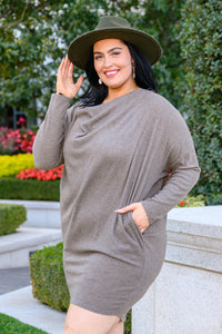 143 STORY Be True Cowl Neck Knit Mini Dress In Cocoa