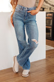 JUDY BLUE Bree High Rise Control Top Distressed Straight Jeans