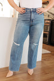 JUDY BLUE Bree High Rise Control Top Distressed Straight Jeans