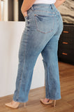 JUDY BLUE Bree High Rise Control Top Distressed Straight Jeans