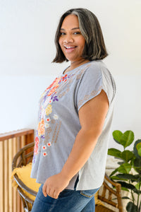 ANDREE BY UNIT Canopy Of Crushes Striped Floral Top
