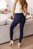 JUDY BLUE High Waist Hand Sanded Resin Skinny Jeans