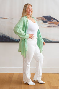 White Birch Corey Button Up Top In Vintage Green