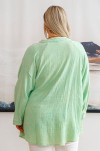 White Birch Corey Button Up Top In Vintage Green