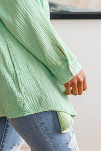 White Birch Corey Button Up Top In Vintage Green