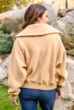 JODIFL Don't Stress Oversized Collar Sherpa Jacket In Taupe