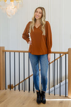 Load image into Gallery viewer, JODIFL Enjoy This Moment V Neck Blouse In Toffee