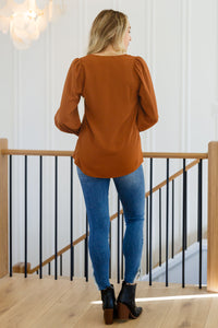 JODIFL Enjoy This Moment V Neck Blouse In Toffee