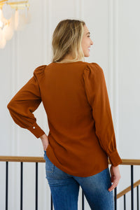 JODIFL Enjoy This Moment V Neck Blouse In Toffee