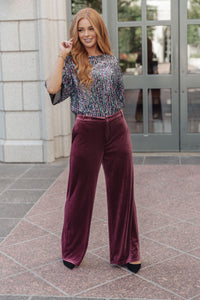 BiBi High Society Velvet Wide Leg Trousers