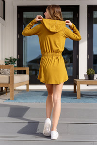 Rae Mode Getting Out Long Sleeve Hoodie Romper Gold Spice