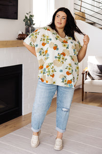 JODIFL Good Morning Floral V-Neck Blouse