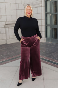 BiBi High Society Velvet Wide Leg Trousers