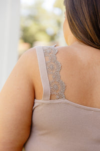 BIBI I Can Love You Better Lace Tank in Taupe