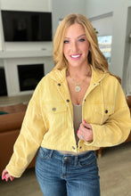 Load image into Gallery viewer, GEEGEE Cropped Hooded Denim Jacket in Mustard