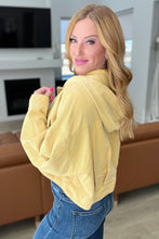 Load image into Gallery viewer, GEEGEE Cropped Hooded Denim Jacket in Mustard