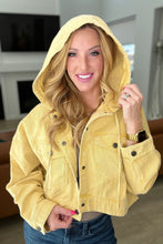 Load image into Gallery viewer, GEEGEE Cropped Hooded Denim Jacket in Mustard