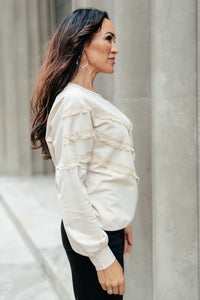 AND THE WHY Into The Fringe Top in Beige