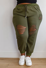 Load image into Gallery viewer, WHITE BIRCH Kick Back Distressed Joggers in Olive