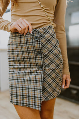 Late To Class Plaid Mini Skort Front