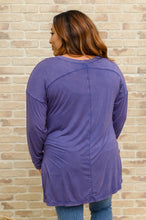 Load image into Gallery viewer, WHITE BIRCH Long Sleeve Knit Top With Pocket In Denim Blue