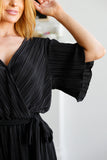 GeeGee Lovely Life Plisse Romper in Black