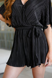 GeeGee Lovely Life Plisse Romper in Black