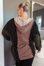 Load image into Gallery viewer, Dolman sleeves, and a leopard lined color block hoodie back