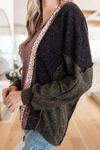 Load image into Gallery viewer, Dolman sleeves, and a leopard lined color block hoodie side