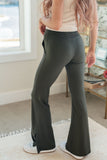 Rae Mode On the Move V Front Flare Leggings in Olive