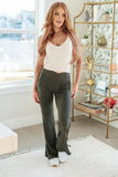 Rae Mode On the Move V Front Flare Leggings in Olive