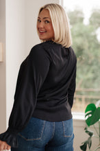 Load image into Gallery viewer, One Eleven North Peaceful Moments Smocked Sleeve Blouse in Black